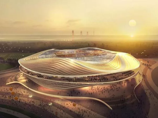 Groot spanstaalstrukture vir stadion